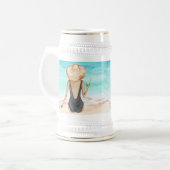 Dames op het strand bierpul (Voorkant links)