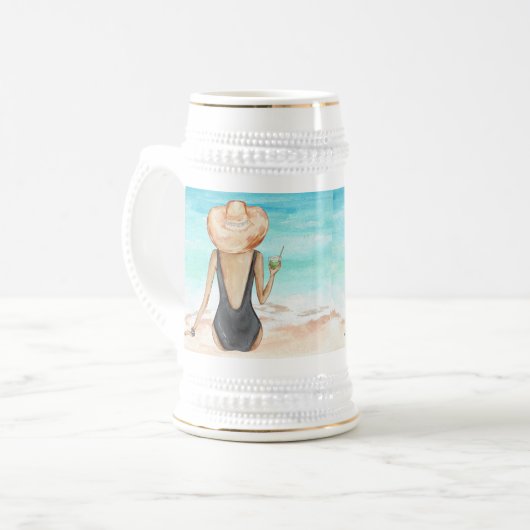 Dames op het strand bierpul (Voorkant links)