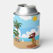 Dames op het strand blikjeskoeler (Blikje Voorkant)