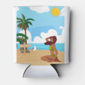Dames op het strand blikjeskoeler (Voorkant)