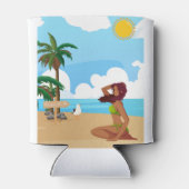 Dames op het strand blikjeskoeler (Achterkant)