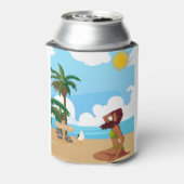 Dames op het strand blikjeskoeler (Blikje Achterkant)