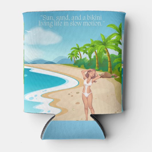 Dames op het strand blikjeskoeler (Voorkant)