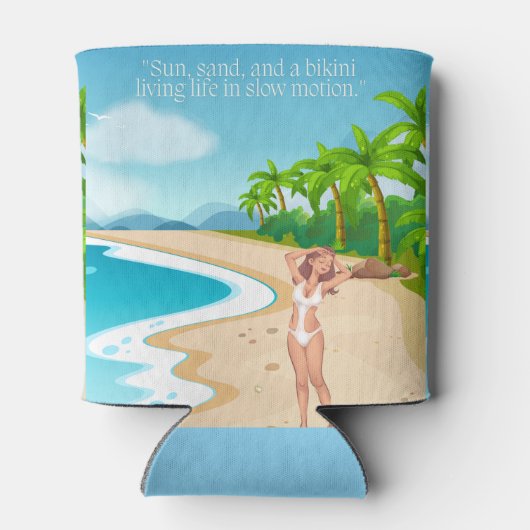 Dames op het strand blikjeskoeler (Achterkant)