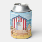 Dames op het strand blikjeskoeler (Blikje Voorkant)