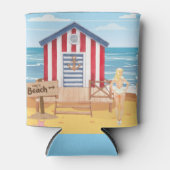 Dames op het strand blikjeskoeler (Voorkant)