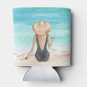 Dames op het strand blikjeskoeler (Achterkant)