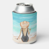 Dames op het strand blikjeskoeler (Blikje Achterkant)