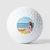 Dames op het strand golfballen (Voorkant)