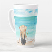 Dames op het strand latte mok (Linkerhoek)