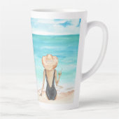 Dames op het strand latte mok (Rechts)
