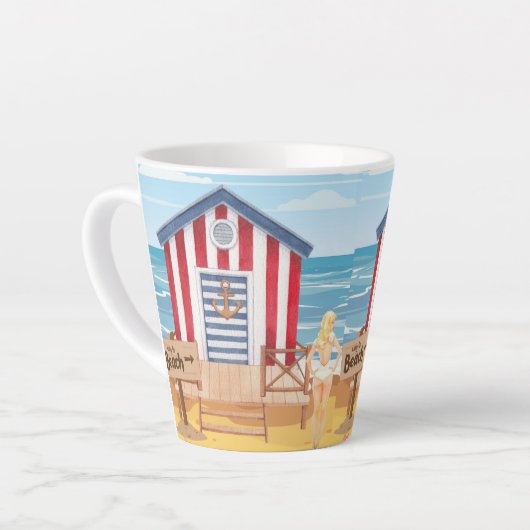 Dames op het strand latte mok (Linkerhoek)