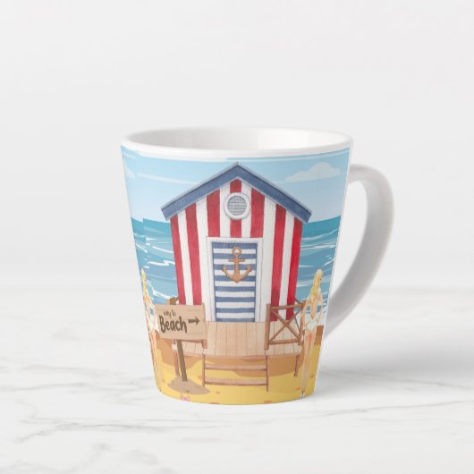 Dames op het strand latte mok (Rechterhoek)