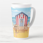 Dames op het strand latte mok (Rechterhoek)