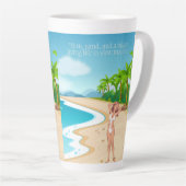 Dames op het strand latte mok (Rechterhoek)