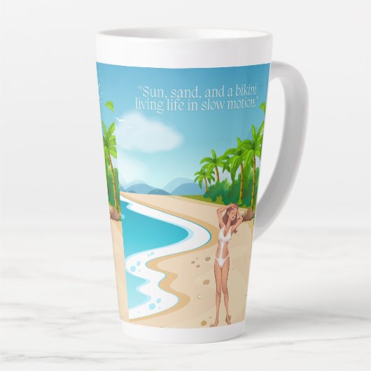 Dames op het strand latte mok (Rechterhoek)