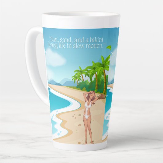 Dames op het strand latte mok (Linkerhoek)