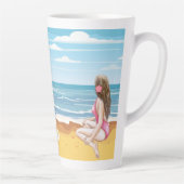 Dames op het strand latte mok (Rechts)