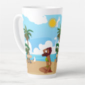 Dames op het strand latte mok (Linkerhoek)