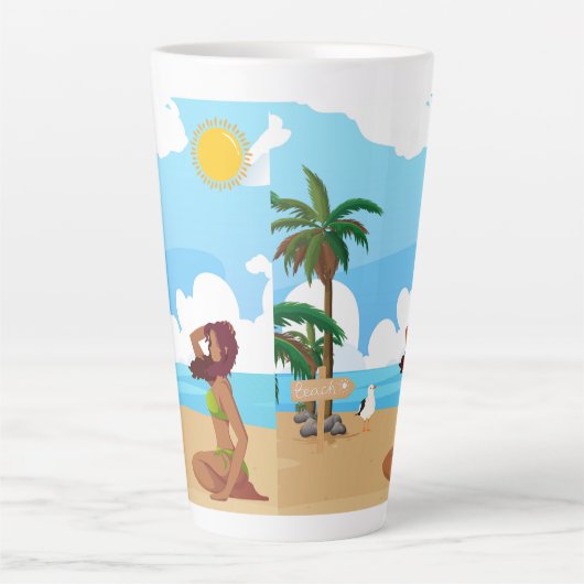 Dames op het strand latte mok (Voorkant)