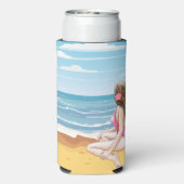 Dames op het strand seltzer blikjeskoeler (Seltzer Achterkant)