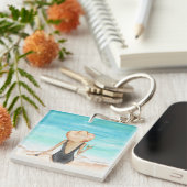 Dames op het strand sleutelhanger (Voorkant Rechts)