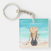 Dames op het strand sleutelhanger (voorkant)