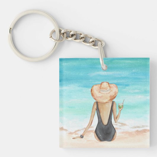 Dames op het strand sleutelhanger (voorkant)