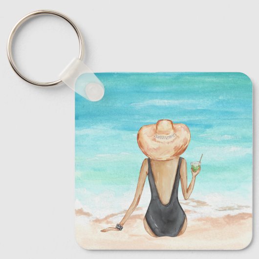 Dames op het strand sleutelhanger (Voorkant)