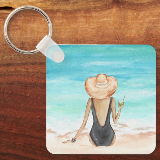 Dames op het strand sleutelhanger (Voorkant)