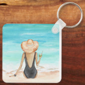 Dames op het strand sleutelhanger (Achterkant)