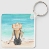 Dames op het strand sleutelhanger (Achterkant)