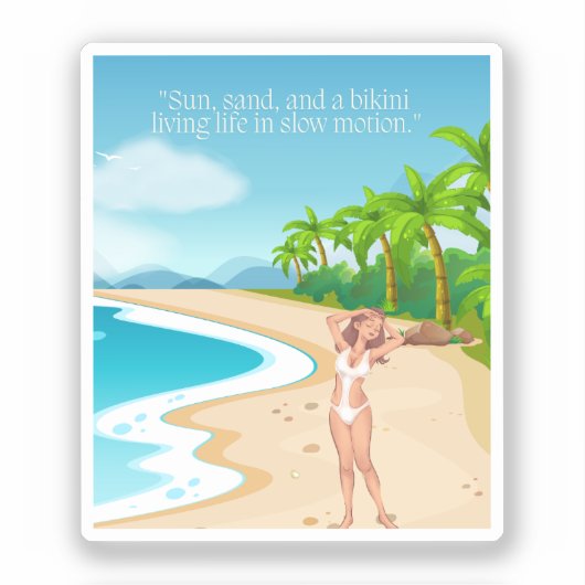 Dames op het strand sticker (Voorkant)