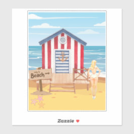 Dames op het strand sticker