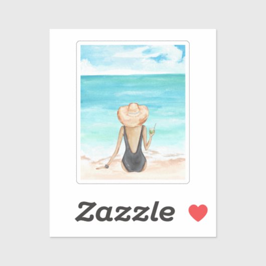 Dames op het strand sticker (Vel)