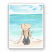 Dames op het strand sticker (Voorkant)