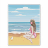 Dames op het strand sticker (Voorkant)