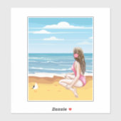 Dames op het strand sticker (Vel)