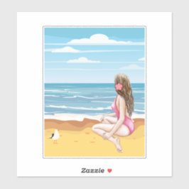 Dames op het strand sticker