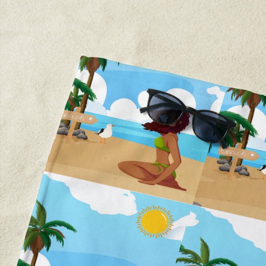 Dames op het strand strandlaken (In situ)