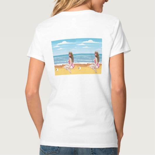 Dames op het strand t-shirt (Achterkant)
