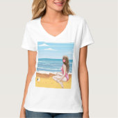 Dames op het strand t-shirt (Voorkant)