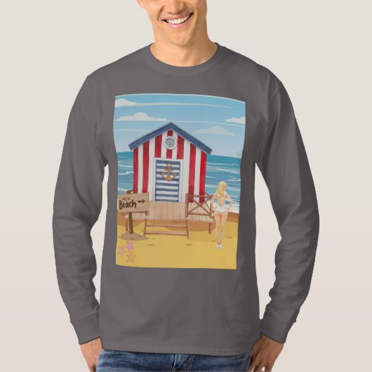 Dames op het strand t-shirt (Voorkant)