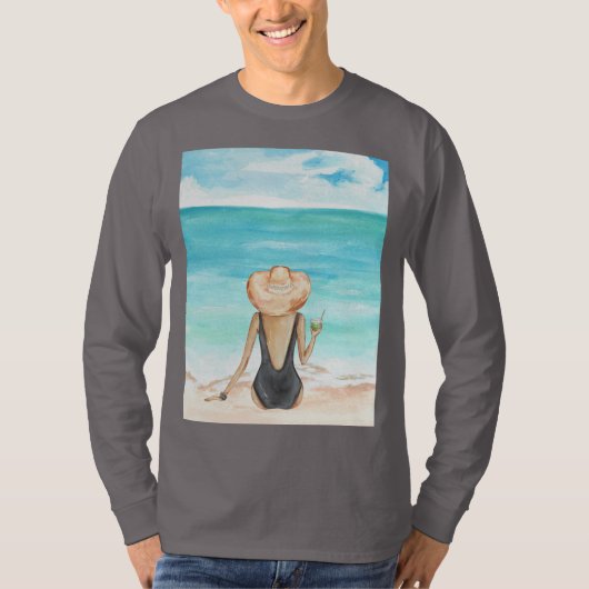 Dames op het strand t-shirt (Voorkant)
