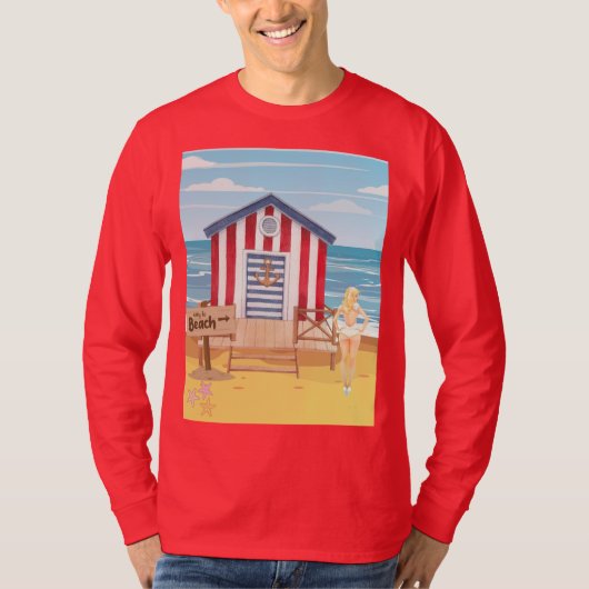 Dames op het strand t-shirt (Voorkant)