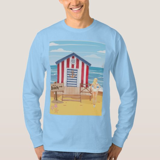 Dames op het strand t-shirt (Voorkant)