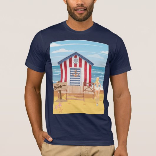 Dames op het strand t-shirt (Voorkant)