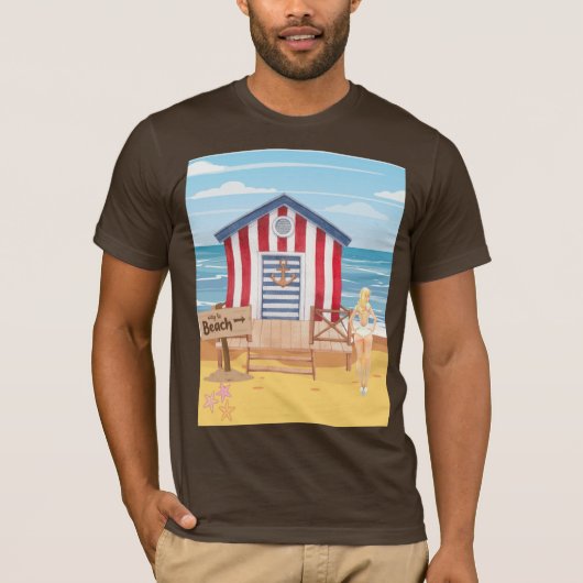 Dames op het strand t-shirt (Voorkant)