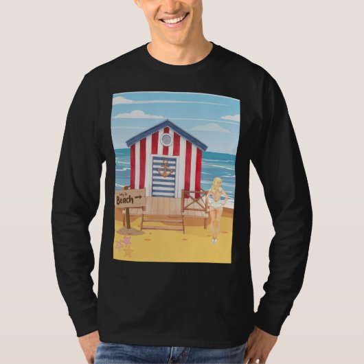 Dames op het strand t-shirt (Voorkant)