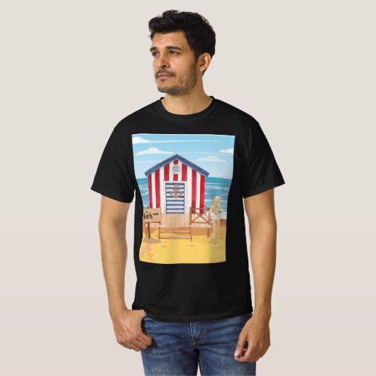 Dames op het strand t-shirt (Voorkant volledig)